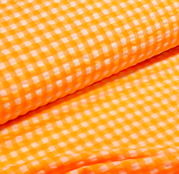 Katoen fluo oranje ruitjes